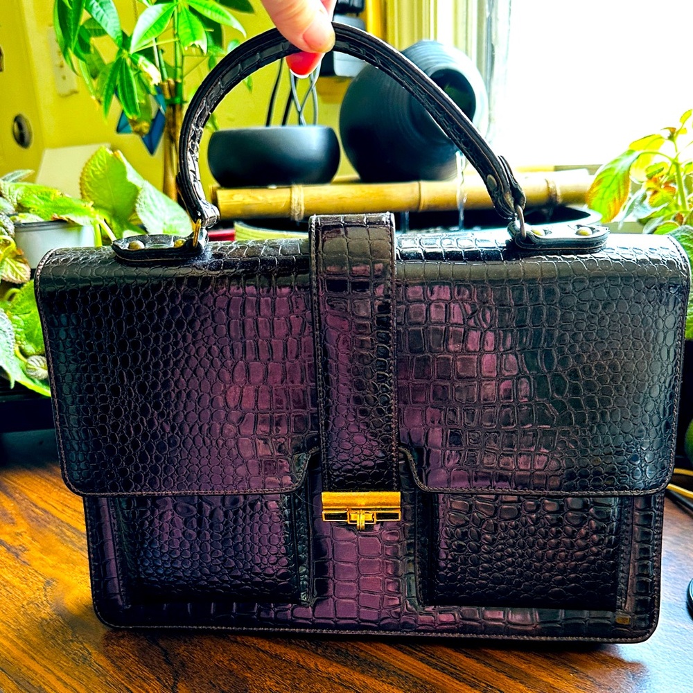 Cabrelli faux leather crocodile pattern handbag with top handle